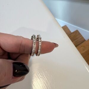 Elegant Silver Hoop cubic zirconia Earrings